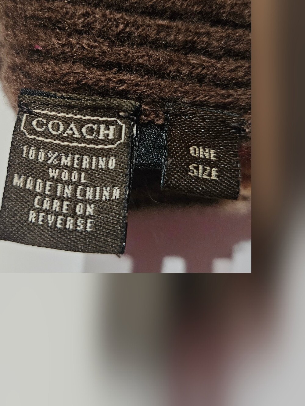 Coach Brown Knit Beanie Hat One Size Pre-Owned - Picture 4 of 7